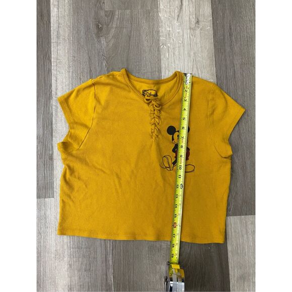 Disney Mickey Crop Top Golden Yellow Shirt, Size XL - Picture 2 of 5